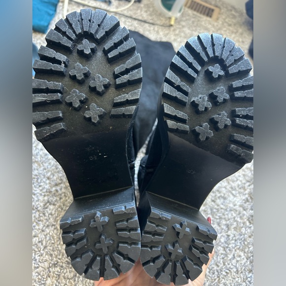 Diba Knee High Moto Chunky Heel Suede like Fabric Boots size 5.5 - Picture 4 of 9